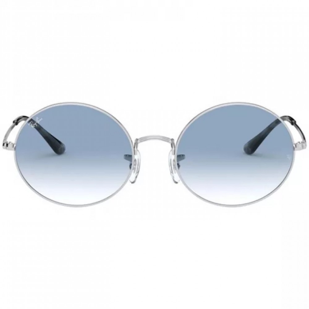 Ochelari de soare Ray-Ban rotunzi – Ramă metalică argintie, lentile degrade albastre